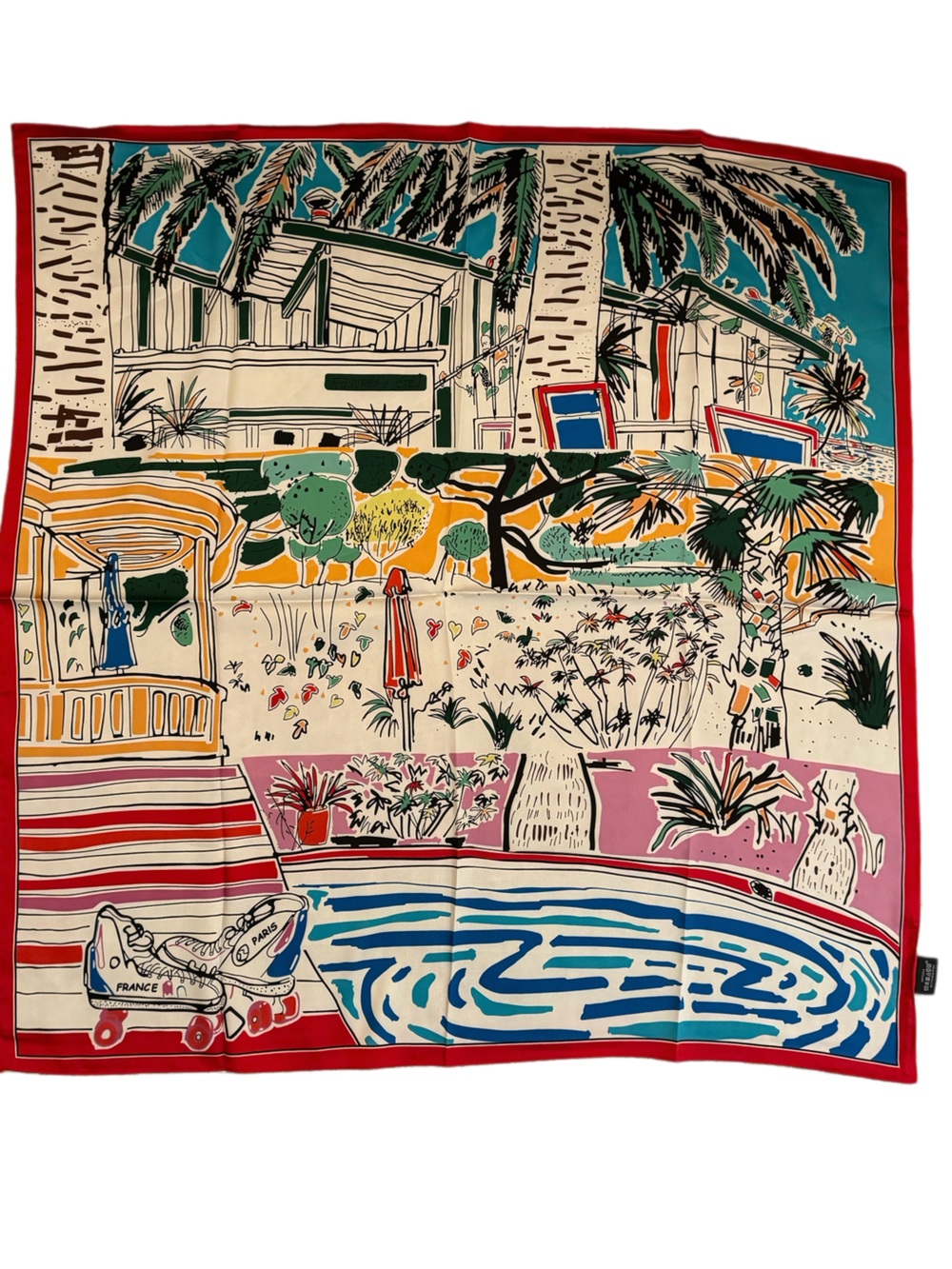 Luxury 90cm Silk Scenic Silk Scarf - Multi